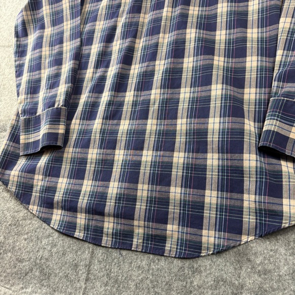 Ely Cattleman Mens XL Plaid Snap Front Long Sleeve Western Shirt Blue Tan Green - Picture 11 of 13